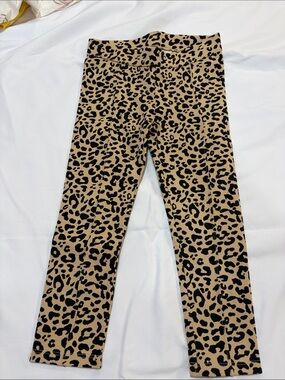 Kids Leopard Print Leggings - Tan & Black